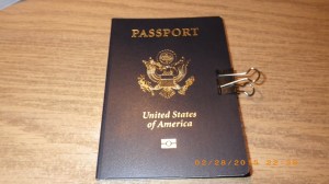 Passport with the rectangular symbol indicating it has an embedded chip inside.
